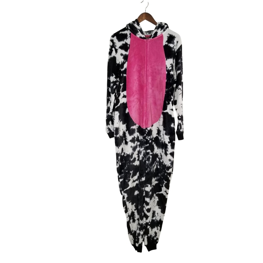 Way to Celebrate Cow Print Hooded Union Suit Costume Pockets Pink 2X 18W-20W